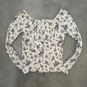 Art Class Girls Floral Ribbed Long Sleeve Top | Size L 10/12 | Like New